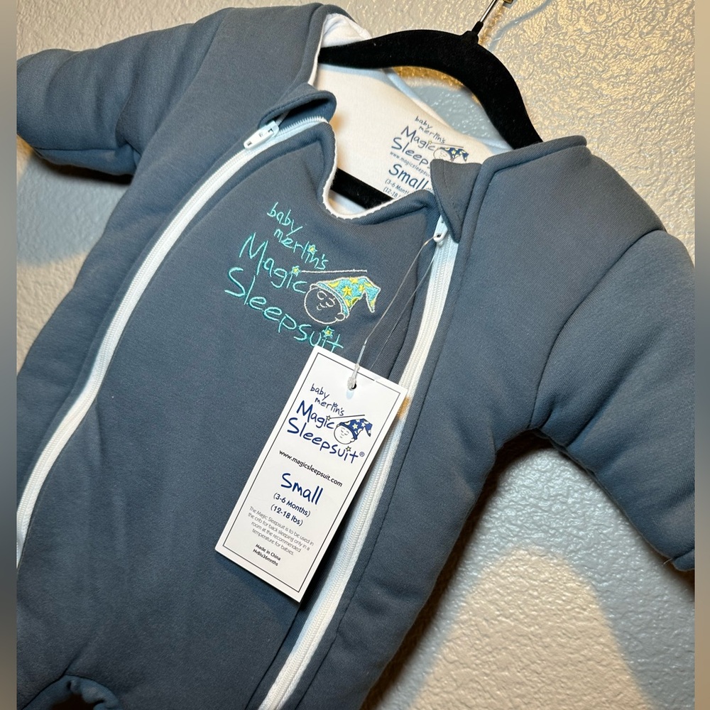 Magic Merlin Sleep Suit Sack Blue-Grey Small 3-6 Month Calming Baby Swaddle NWT
